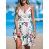 imageCUPSHE Womens Mini Dress V Neck Tropical Floral Beach Sleeveless Adjustable Straps Casual A Line Summer Vacation DressesWhite Floral