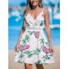 imageCUPSHE Womens Mini Dress V Neck Tropical Floral Beach Sleeveless Adjustable Straps Casual A Line Summer Vacation DressesWhite Floral