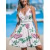 imageCUPSHE Womens Mini Dress V Neck Tropical Floral Beach Sleeveless Adjustable Straps Casual A Line Summer Vacation DressesWhite Floral