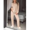 imageCUPSHE Womens Ribbed Knit Pajama Sets Long Sleeve Loungewear 2 Piece Soft and Comfy Lounge PJs SetsB2beige2