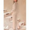 imageCUPSHE Womens Ribbed Knit Pajama Sets Long Sleeve Loungewear 2 Piece Soft and Comfy Lounge PJs SetsB2beige2