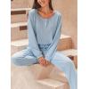 imageCUPSHE Womens Ribbed Knit Pajama Sets Long Sleeve Loungewear 2 Piece Soft and Comfy Lounge PJs SetsB2blue2