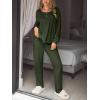 imageCUPSHE Womens Ribbed Knit Pajama Sets Long Sleeve Loungewear 2 Piece Soft and Comfy Lounge PJs SetsB2green2
