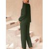 imageCUPSHE Womens Ribbed Knit Pajama Sets Long Sleeve Loungewear 2 Piece Soft and Comfy Lounge PJs SetsB2green2