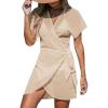 imageCUPSHE Women Bathing Suit Cover Up Sheer V Neck Short Sleeve Wrap Cover Ups for SwimwearNude Pink