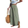 imageCUPSHE Women Pants Smocked Waist Straight Leg Ruffle Cuffs Loose Fit Pant Casual BeachGreen