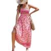 imageCUPSHE Womens Maxi Dress Ditsy Floral Smocked Summer Sundress Sleeveless Ruffled Spaghetti Straps Long Beach Formal DressPink Floral