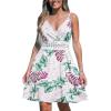 imageCUPSHE Womens Mini Dress V Neck Tropical Floral Beach Sleeveless Adjustable Straps Casual A Line Summer Vacation DressesWhite Floral