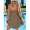imageCUPSHE Women Bathing Suit Cover Up Spaghetti Straps Swim Beach Dresses Hollow Out Swimsuit Coverup 2025Brown