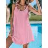 imageCUPSHE Women Bathing Suit Cover Up Spaghetti Straps Swim Beach Dresses Hollow Out Swimsuit Coverup 2025Pink