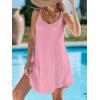 imageCUPSHE Women Bathing Suit Cover Up Spaghetti Straps Swim Beach Dresses Hollow Out Swimsuit Coverup 2025Pink