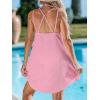 imageCUPSHE Women Bathing Suit Cover Up Spaghetti Straps Swim Beach Dresses Hollow Out Swimsuit Coverup 2025Pink