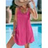 imageCUPSHE Women Bathing Suit Cover Up Spaghetti Straps Swim Beach Dresses Hollow Out Swimsuit Coverup 2025Rose Pink