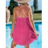 imageCUPSHE Women Bathing Suit Cover Up Spaghetti Straps Swim Beach Dresses Hollow Out Swimsuit Coverup 2025Rose Pink