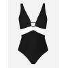 imageCUPSHE Women One Piece Swimsuit Bathing Suit Cutout V Neck Adjustable Straps Color Block O RingBlackWhite