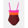 imageCUPSHE Women One Piece Swimsuit Bathing Suit Cutout V Neck Adjustable Straps Color Block O RingMagentaRed