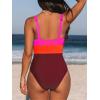 imageCUPSHE Women One Piece Swimsuit Bathing Suit Cutout V Neck Adjustable Straps Color Block O RingMagentaRed