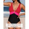 imageCUPSHE Women One Piece Swimsuit Bathing Suit Cutout V Neck Adjustable Straps Color Block O RingRedPinkBlack