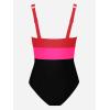 imageCUPSHE Women One Piece Swimsuit Bathing Suit Cutout V Neck Adjustable Straps Color Block O RingRedPinkBlack