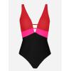 imageCUPSHE Women One Piece Swimsuit Bathing Suit Cutout V Neck Adjustable Straps Color Block O RingRedPinkBlack