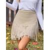 imageCUPSHE Women Skirts Terra Cotta High Waist Fringe Mini Skirt Short SkirtsApricot