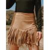 imageCUPSHE Women Skirts Terra Cotta High Waist Fringe Mini Skirt Short SkirtsCamel