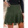 imageCUPSHE Women Skirts Terra Cotta High Waist Fringe Mini Skirt Short SkirtsDeep Olive
