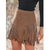 imageCUPSHE Women Skirts Terra Cotta High Waist Fringe Mini Skirt Short SkirtsLight Brown