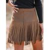 imageCUPSHE Women Skirts Terra Cotta High Waist Fringe Mini Skirt Short SkirtsLight Brown