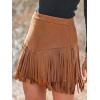 imageCUPSHE Women Skirts Terra Cotta High Waist Fringe Mini Skirt Short SkirtsOrange Brown