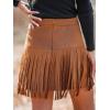 imageCUPSHE Women Skirts Terra Cotta High Waist Fringe Mini Skirt Short SkirtsOrange Brown