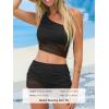 imageCUPSHE Womens Bikini Sets Two Piece Bathing Suit One Shoulder Ruched Mesh Mid Rise Skirt Bottom AsymmetricalBlack