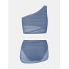 imageCUPSHE Womens Bikini Sets Two Piece Bathing Suit One Shoulder Ruched Mesh Mid Rise Skirt Bottom AsymmetricalBlue Gray
