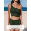 imageCUPSHE Womens Bikini Sets Two Piece Bathing Suit One Shoulder Ruched Mesh Mid Rise Skirt Bottom AsymmetricalGreen