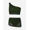imageCUPSHE Womens Bikini Sets Two Piece Bathing Suit One Shoulder Ruched Mesh Mid Rise Skirt Bottom AsymmetricalGreen