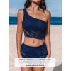 imageCUPSHE Womens Bikini Sets Two Piece Bathing Suit One Shoulder Ruched Mesh Mid Rise Skirt Bottom AsymmetricalNavy Blue