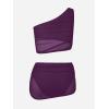 imageCUPSHE Womens Bikini Sets Two Piece Bathing Suit One Shoulder Ruched Mesh Mid Rise Skirt Bottom AsymmetricalWine Berry