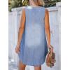 imageCUPSHE Womens Denim Mini Dress Jean Dresses V Neck Sleeveless Casual Summer Outfits 2025 TrendyDark Blue