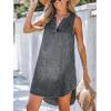 imageCUPSHE Womens Denim Mini Dress Jean Dresses V Neck Sleeveless Casual Summer Outfits 2025 TrendyDark Grey