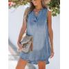 imageCUPSHE Womens Denim Mini Dress Jean Dresses V Neck Sleeveless Casual Summer Outfits 2025 TrendyNavy Blue