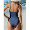 imageCUPSHE Womens One Piece Swimsuit Tummy Control Square Neck Bathing Suit Ruched Adjustable StrapsAzure Blue