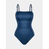 imageCUPSHE Womens One Piece Swimsuit Tummy Control Square Neck Bathing Suit Ruched Adjustable StrapsAzure Blue