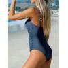 imageCUPSHE Womens One Piece Swimsuit Tummy Control Square Neck Bathing Suit Ruched Adjustable StrapsAzure Blue