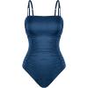 imageCUPSHE Womens One Piece Swimsuit Tummy Control Square Neck Bathing Suit Ruched Adjustable StrapsAzure Blue