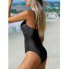 imageCUPSHE Womens One Piece Swimsuit Tummy Control Square Neck Bathing Suit Ruched Adjustable StrapsBlack