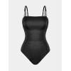 imageCUPSHE Womens One Piece Swimsuit Tummy Control Square Neck Bathing Suit Ruched Adjustable StrapsBlack