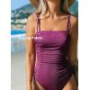 imageCUPSHE Womens One Piece Swimsuit Tummy Control Square Neck Bathing Suit Ruched Adjustable StrapsMulberry Purple