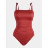 imageCUPSHE Womens One Piece Swimsuit Tummy Control Square Neck Bathing Suit Ruched Adjustable StrapsRaspberry Red