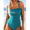 imageCUPSHE Womens One Piece Swimsuit Tummy Control Square Neck Bathing Suit Ruched Adjustable StrapsTeal Blue