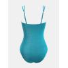imageCUPSHE Womens One Piece Swimsuit Tummy Control Square Neck Bathing Suit Ruched Adjustable StrapsTeal Blue